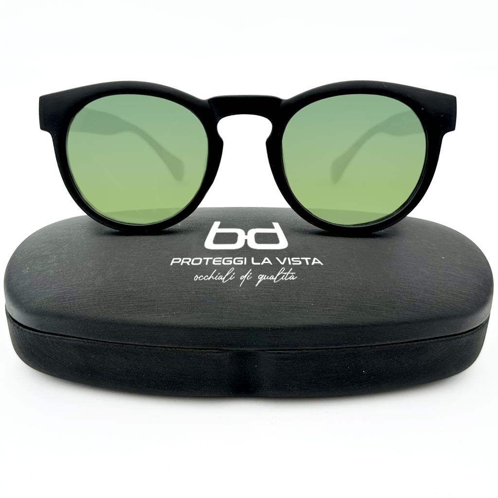 London - occhiale uomo rotondo nero opaco