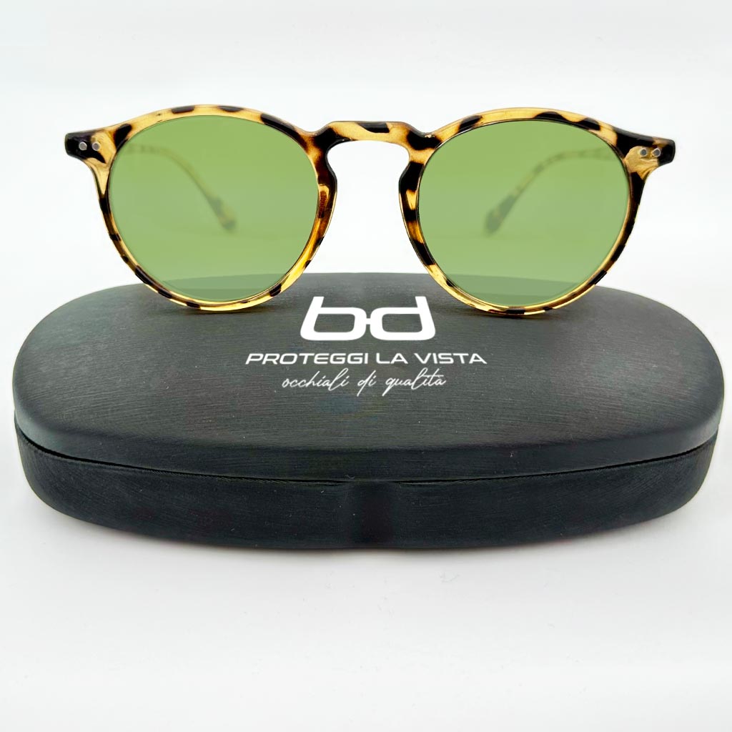 Firenze - occhiale rotondo tartarugato e lente verde